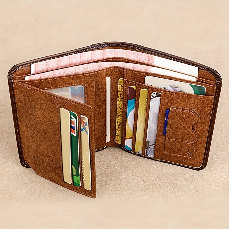 Men's Short Leather Zipper Card Wallet