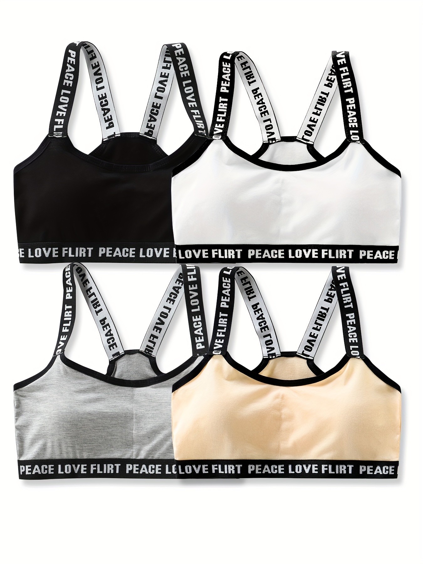 Girl's Sports Bra Multiple Colors Underwear Letter Print - Temu