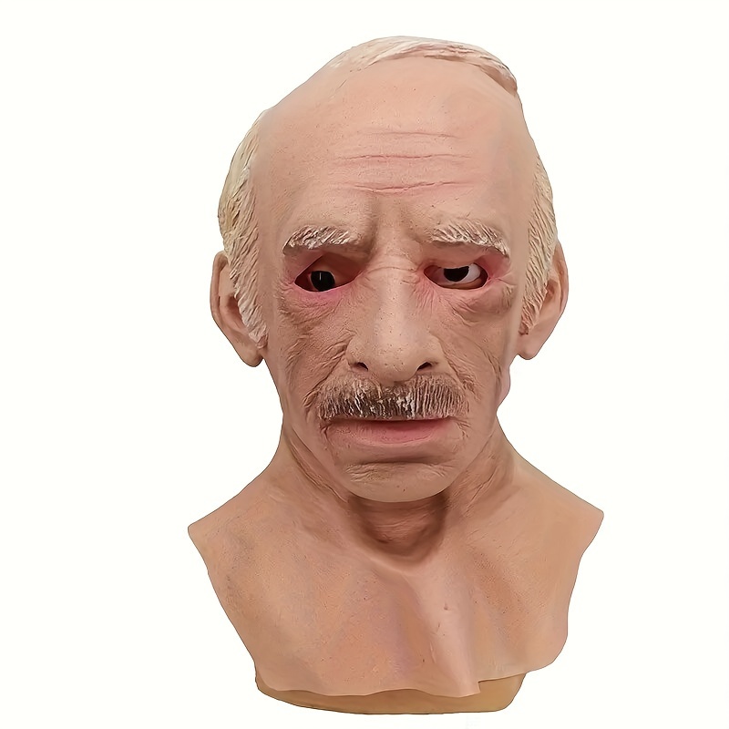 Máscara de látex de cara completa de anciano realista, divertido,  sonriente, para Halloween, accesorios de Cosplay