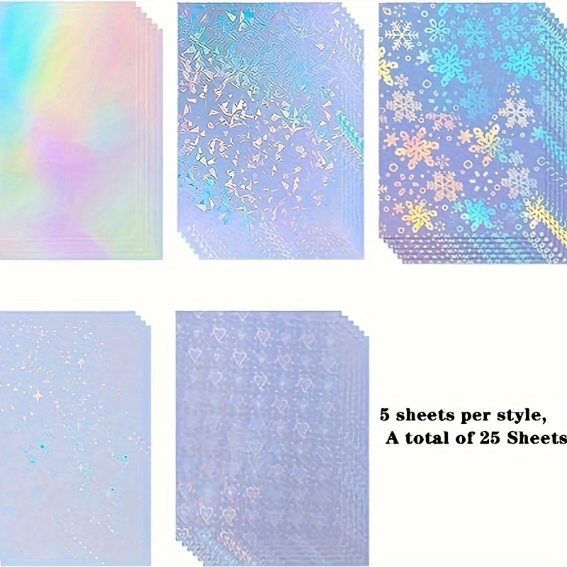 108 Sheets Holographic Sticker Paper Clear A4 Vinyl Sticker Paper  Holographic Laminate Sheets Adhesive Holographic Overlay Waterproof  Transparent Film