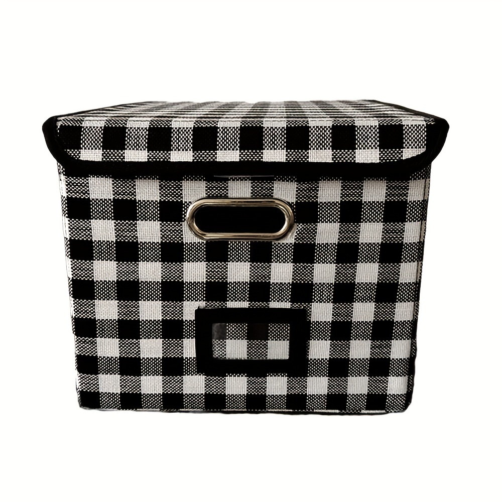 Linen File Box with Lid, Collapsible File Organizer