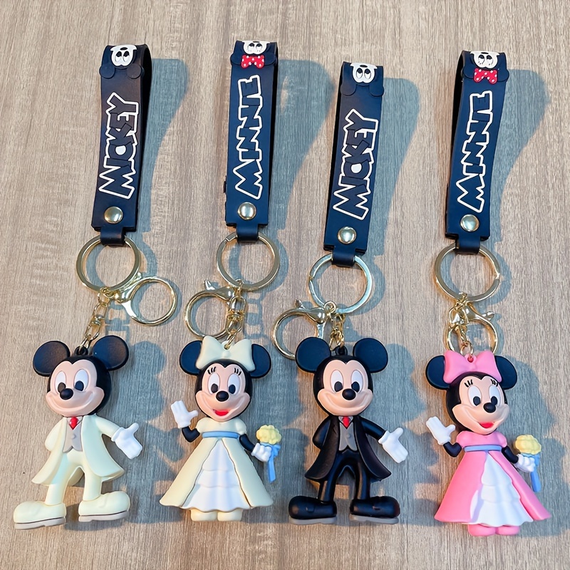 Disney Original Cartoon Keychain Mickey Minnie Car Key Pendant Couple  Decorations Children's Schoolbag New Decoration Toys