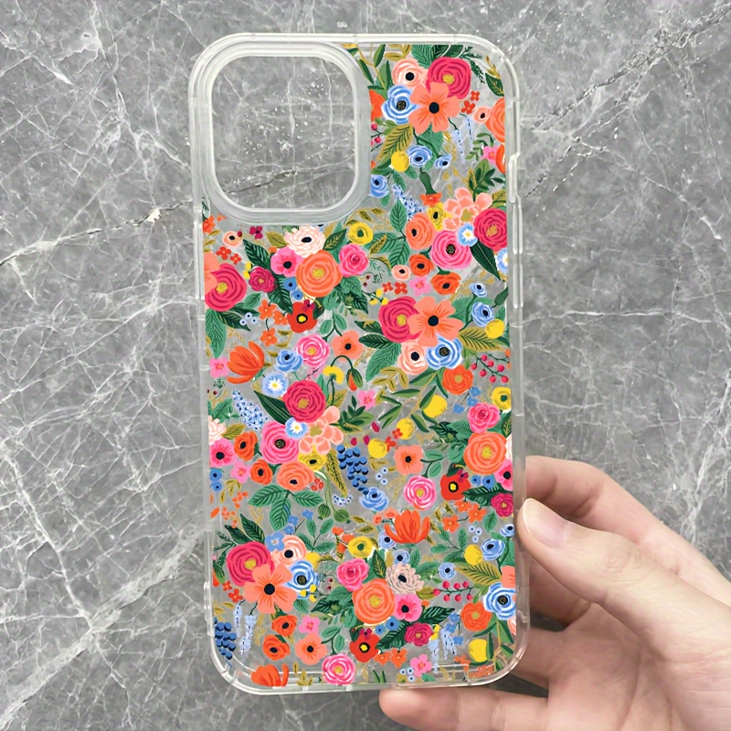 Funda transparente estética floral para iPhone X XR XS SE 7 8 11 12 13 14  15 Pro Mini Plus Pro Max