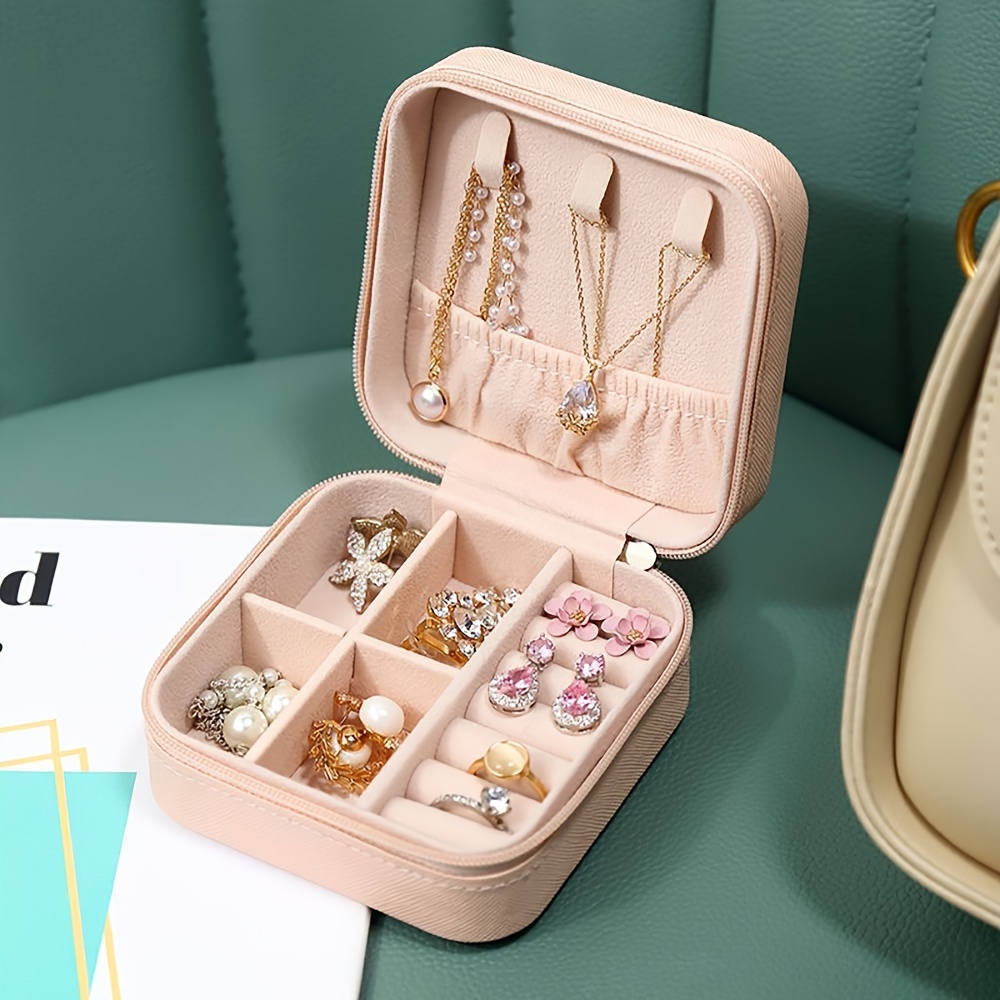 1pc portable jewelry box anti oxidation travel zipper storage box home decoration christmas gift new year gift valentines day gift gift for women details 8