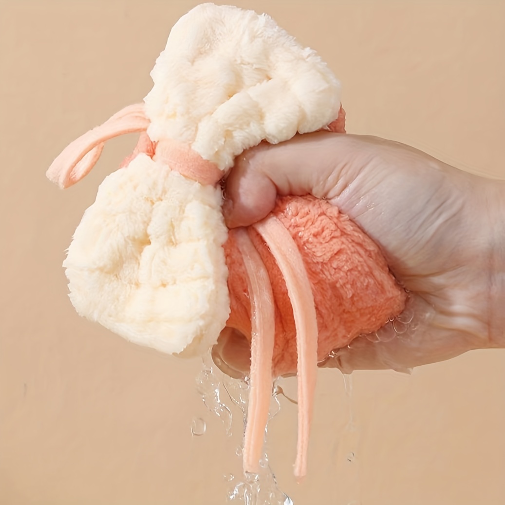 Soft And Absorbent Coral Fleece Hand Towel With Lanyard - Perfect For  Bathroom And Kitchen Use - Temu