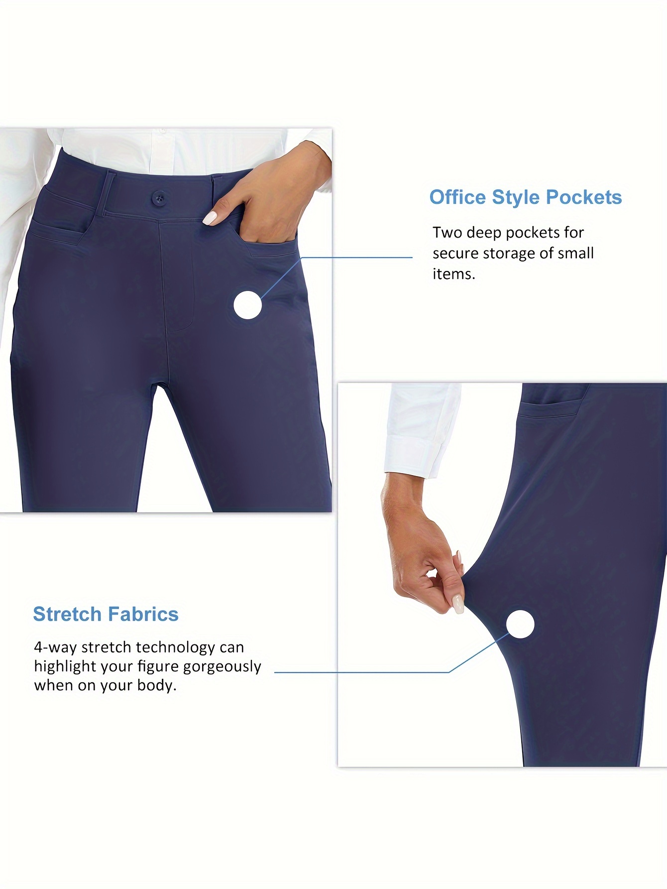Womens Stretch Work Office Business Casual Slacks Solid Color Comfy Yoga  Golf Capri Pants With Pockets Womens Activewear - Sports & Outdoors - Temu  Canada