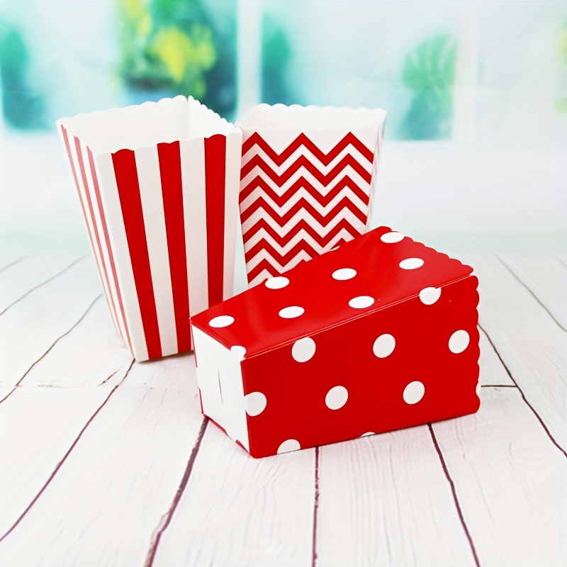 50pcs Popcorn Boxes Red And White Striped, Piccoli contenitori di
