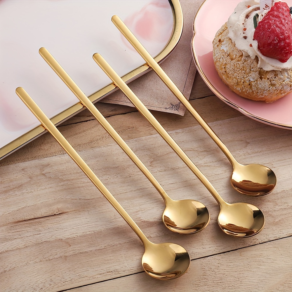 2Pcs 304 Stainless Steel Rice Spoon Gold Square Spoon Ladle