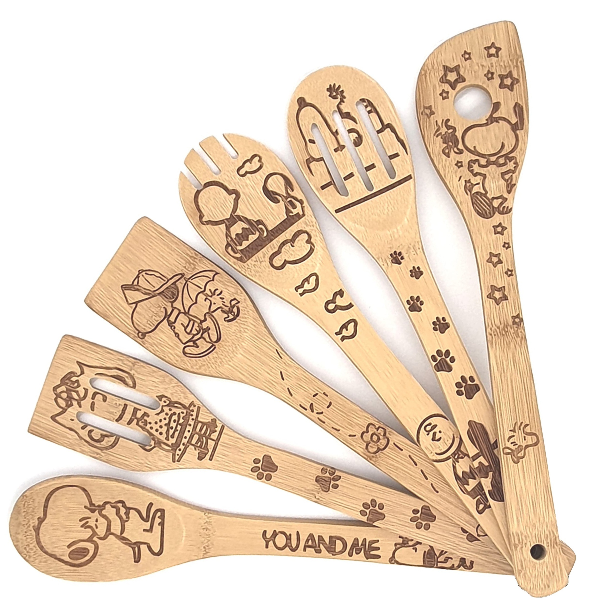 Cartoon Dog Bamboo Kitchen Utensils Set, Household Decorative Wooden Cooking  Tools Set, For Cooking, Gifting, Decorating, Non-stick Kitchen Spoons And  Spatulas, Kitchen Supplies, Halloween Decoration, Halloween Gift, Holiday  Gift - Temu