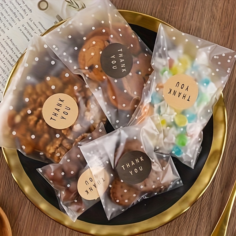 200pcs reusable self sealing cellophane bags for candy   clear opp plastic with white polka     bakery treats party favors and homemade goodies 3 14 3 93 4 4 2 36 2 75 treats storage decorative packaging opp plastic bag