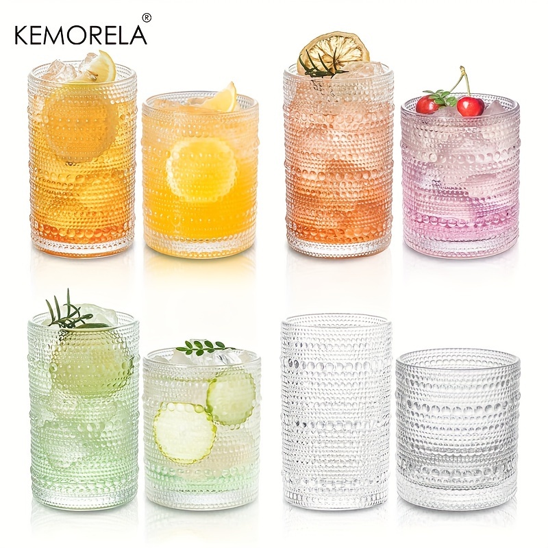 Hobnail Drinking Glasses Drinking Glass Cups With Bamboo - Temu