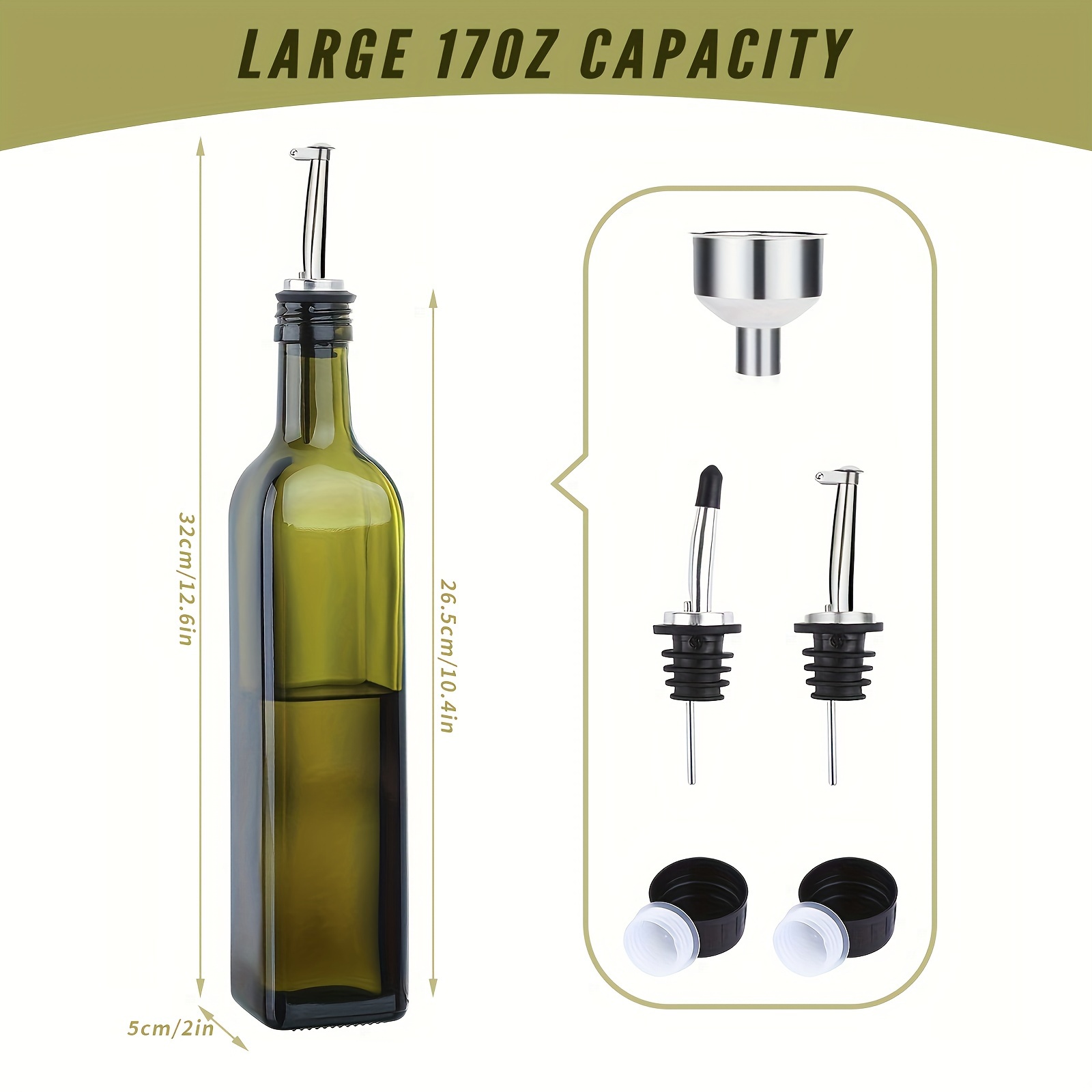 Dispensador de aceite de oliva y vinagre, perfecto para medir, verter y  rellenar, aceite de vidrio para una fácil limpieza, elegante botella de  vidrio