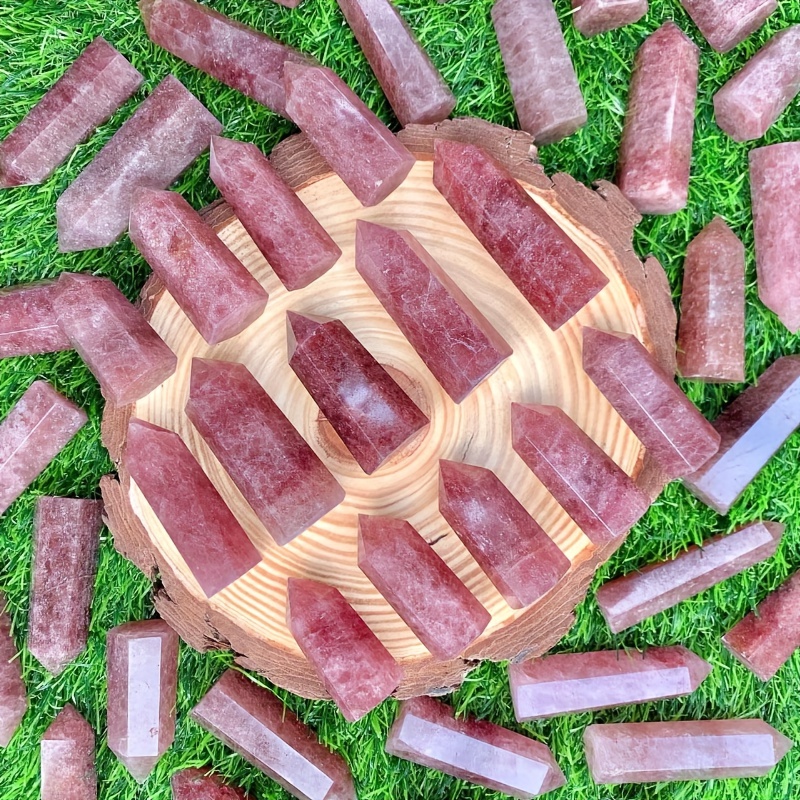 Strawberry Quartz Hexagonal Column Healing Crystal Wand