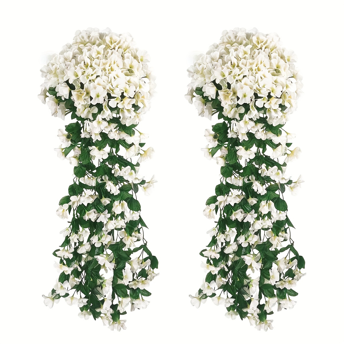 

2pcs, Artificial Hanging Flowers For Outdoor, 2 Pack Violet Ivy Fake Hanging Plant & Flowers For Outdoor Home Wedding Garden Yard Hanging Baskets Wisteria Garland Orchid Bunch Decoration