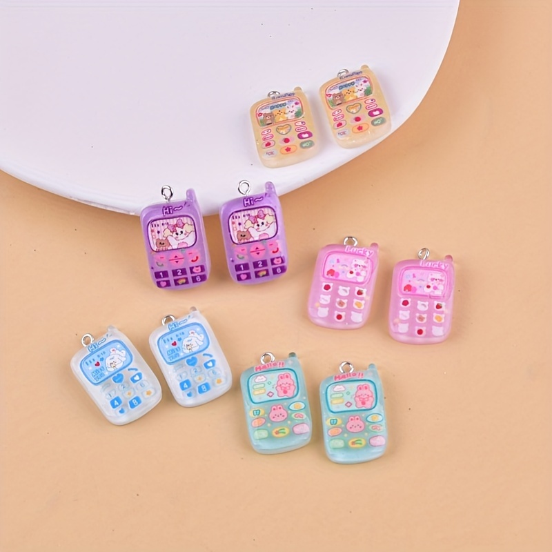 

10pcs Transparent Resin Cell Phone And Game Console Charms Diy Pendant Earrings Necklace Jewelry Making Accessories