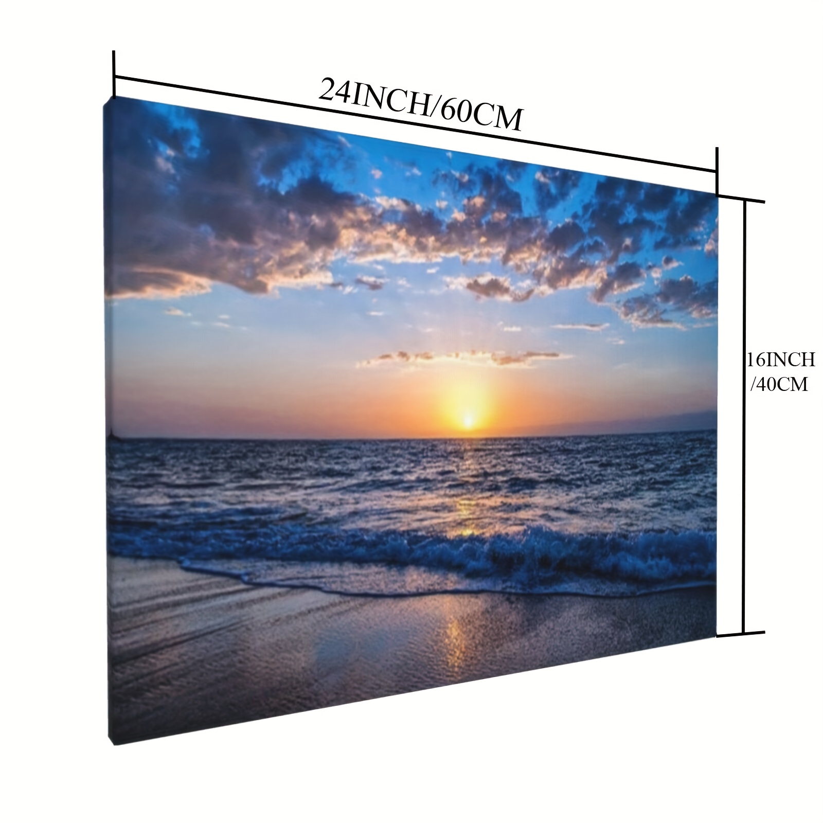 Framed Sea Sunset Beach Painting On Canvas Wall Art