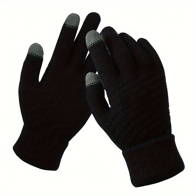 Full Finger Knitting Gloves For Women & Girls, Windproof Thick Gloves,  Winter Outdoor Cycling Driving Gloves - Temu