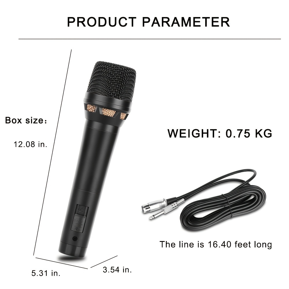 Dynamic Vocal Karaoke Microphone, Handheld Wired Microphone With On/Off  Switch, For Karaoke Machine/Speaker/Amp/Mixer/Pa System