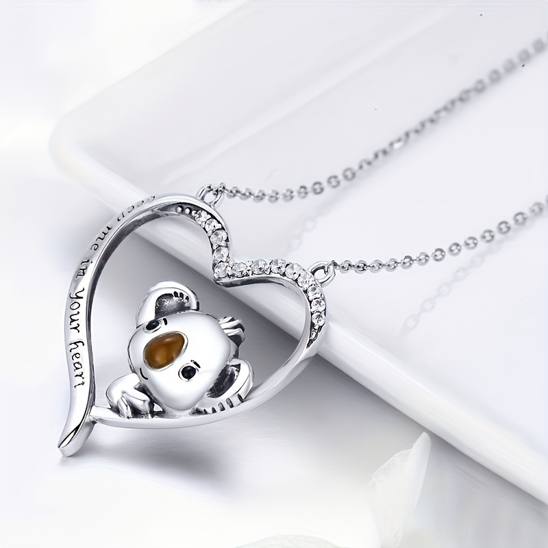 1pc Cute Cartoon Koala Hugging The Moon Creative Pendant Necklace, Boho  Style Perfect Holiday Gift For Teenagers