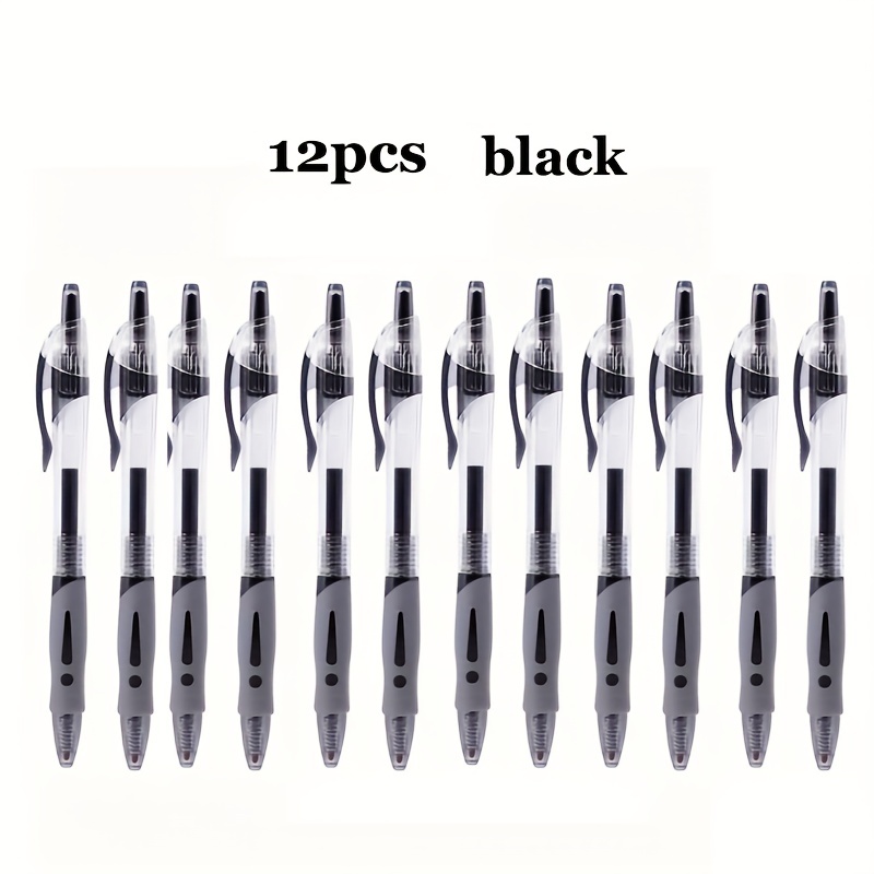 12pcs Retractable Gel Pen Set Fine Tip, Black Ink, Including 5 Pens And 5 Refills, Perfect for Office, School And Home Use
