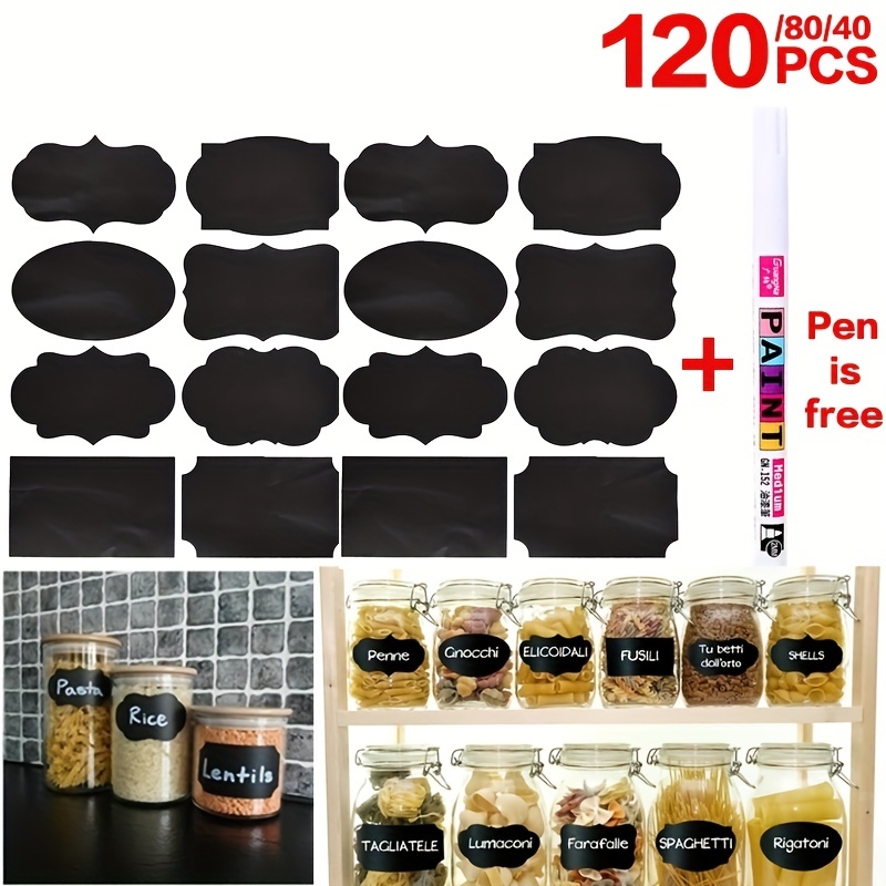 Chalkboard Labels Stickers, 120pcs Black Chalkboard Labels for