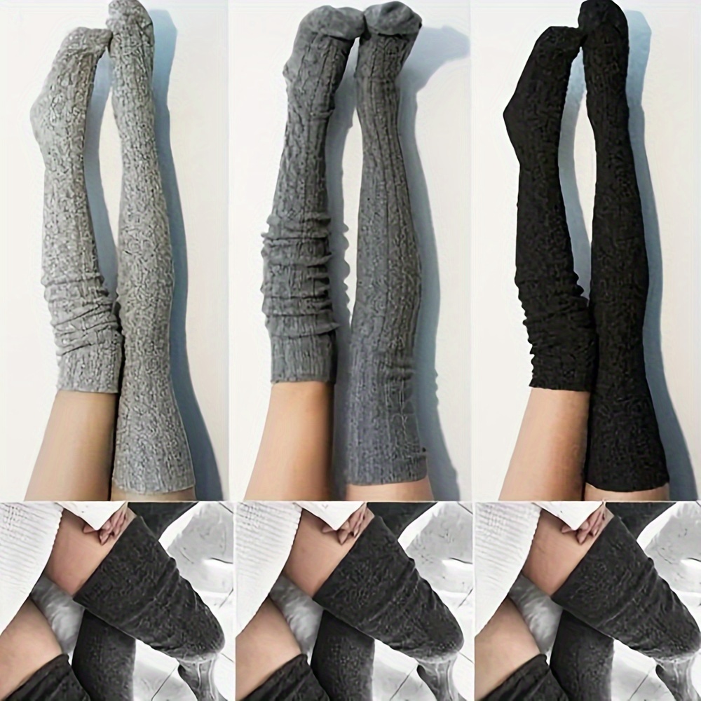 Calcetines de nieve engrosados de invierno para mujer, más calcetines de  terciopelo de tubo medio, medias largas de color sólido para mujeres