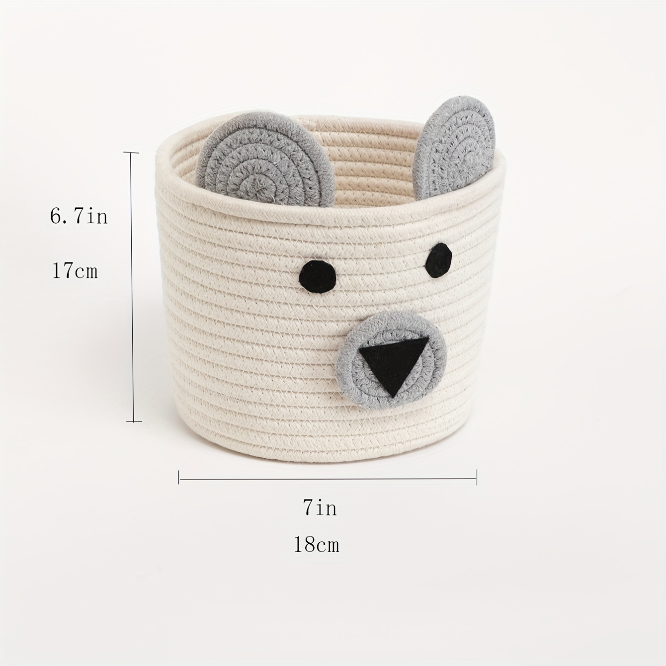 Little Bear Cartoon Round Small Basket Rope Woven Baskets - Temu
