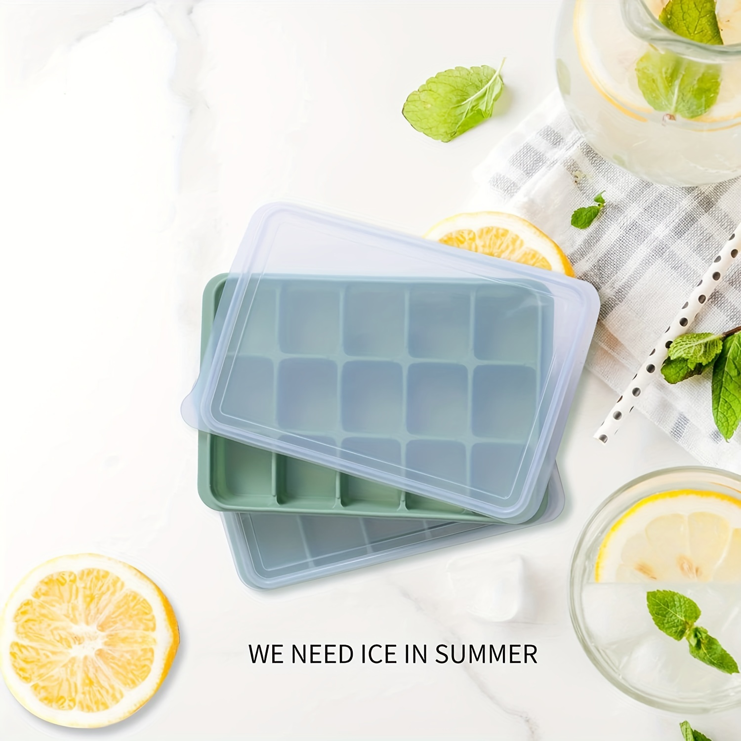 Reusable Ice Cube Trays 15 Flexible Silicone Molds W/ - Temu