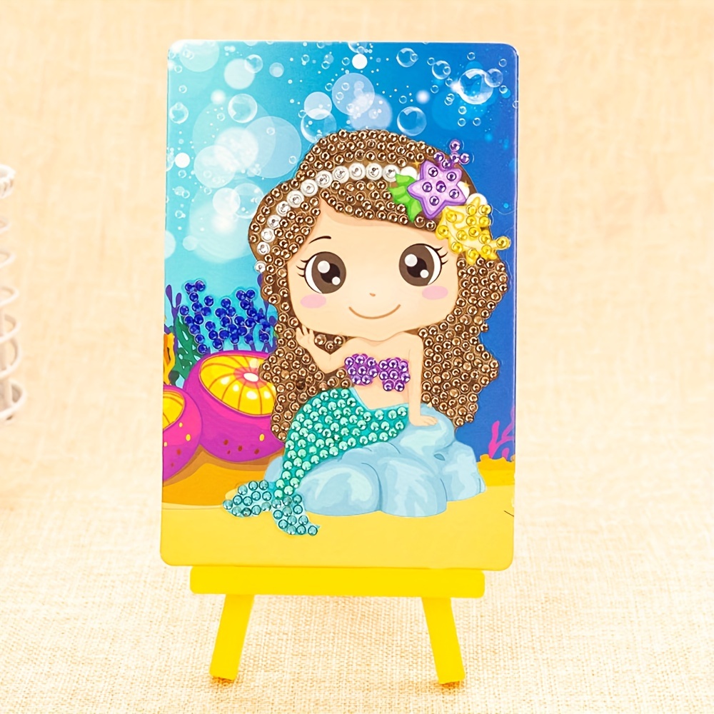 Mini 5D Diamond Painting With Easel, 9.91cmx14.99cm DIY Crafts Set For Kids  Gem Painting Kit, Mermaid Diamond Painting Kits For Kids And Beginners