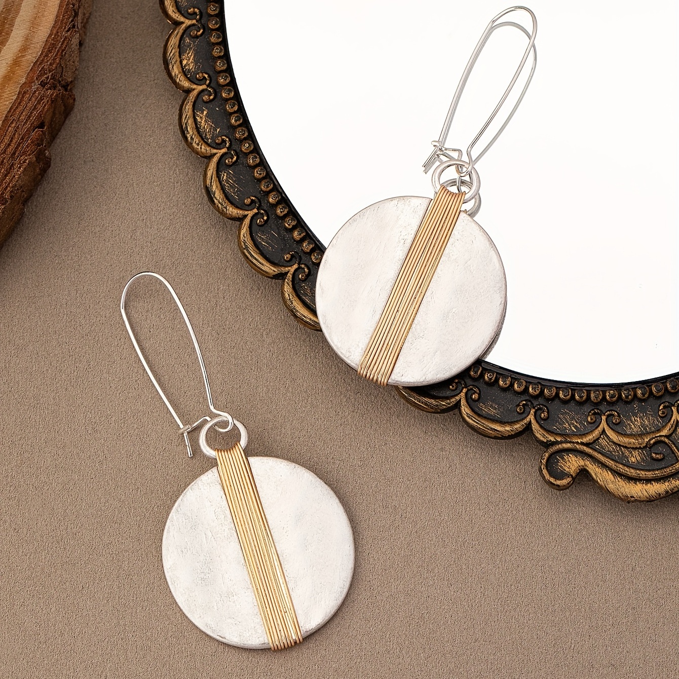 Vintage Round Threaded Earrings, Long Dangle