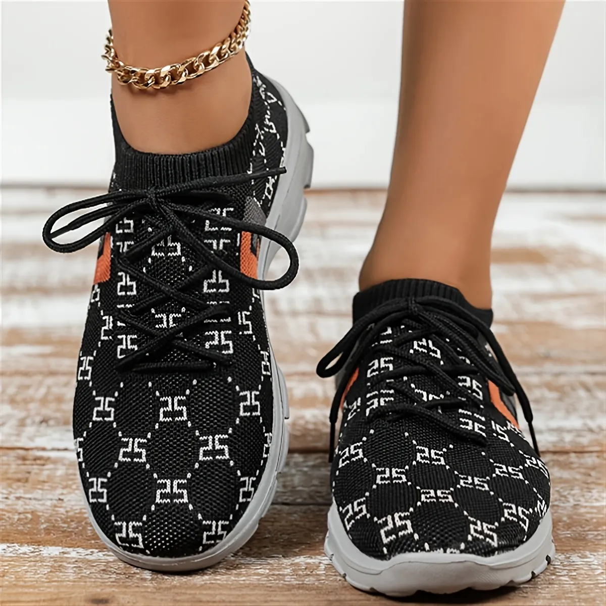 Women's Printed Low Top Sports Shoes, Knit Breathable Lace Up Running  Tennis Sneakers, Casual Walking Shoes - Temu Germany