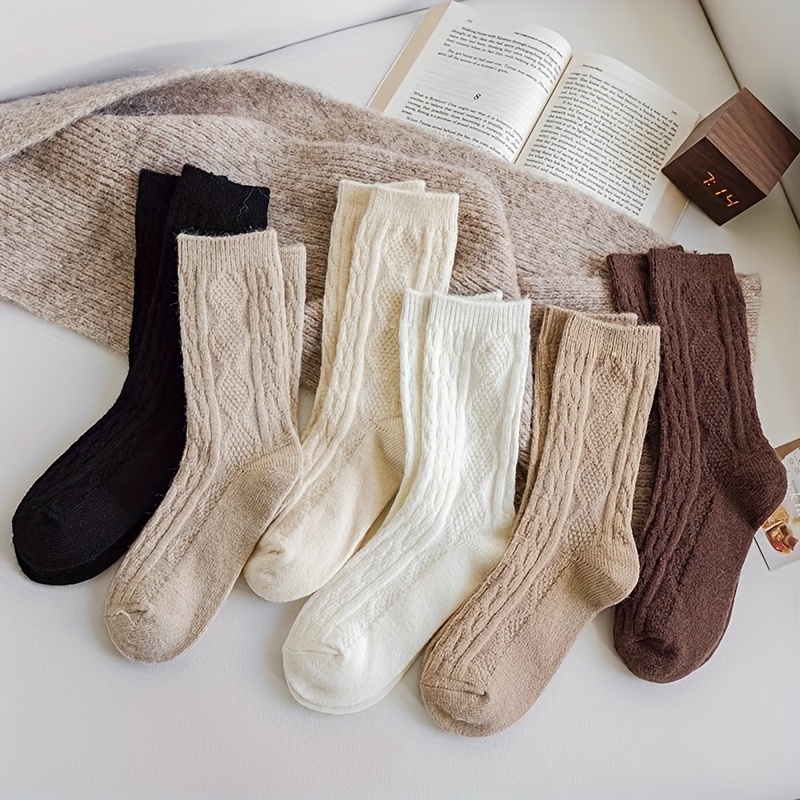 Argyle Pattern Socks Comfy Warm Mid Tube Socks Women's - Temu