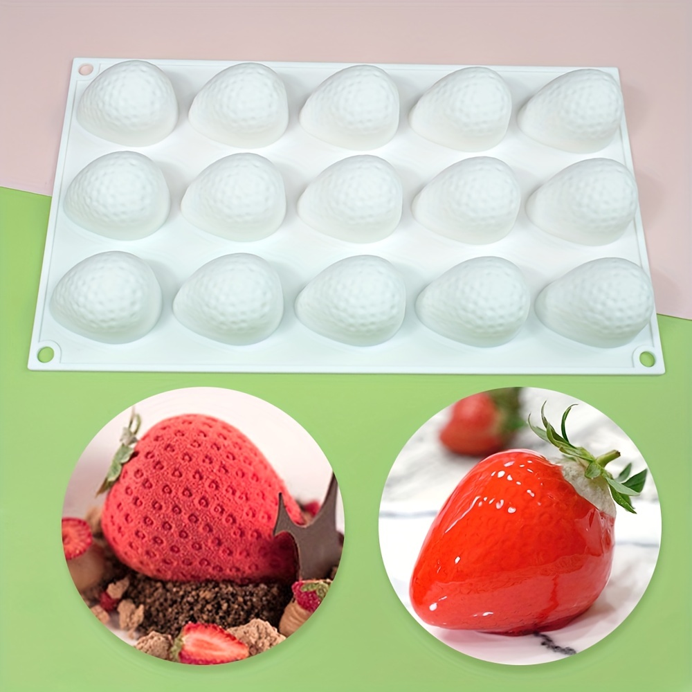 Strawberry Silicone Mold for Baking Mousse Cake, 3D Silicone Baking Molds  for Cakes, French Dessert Mold8-cavity 