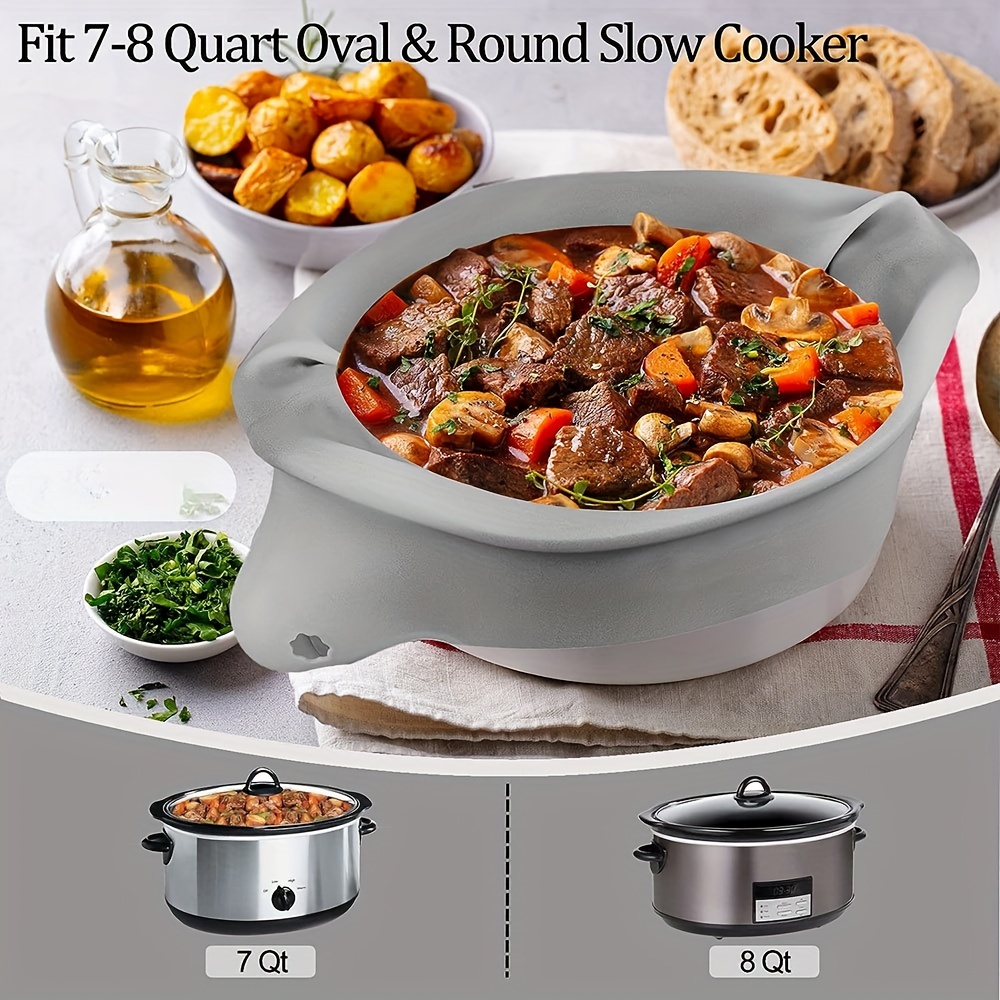 Slow Cooker Liners Compatible For Crock Pot 6-7 Quart Oval Slow Cooker,  Silicone CrockPot Divider Insert Reusable, Leak Proof, , Dishwasher Safe,  Non-Stick