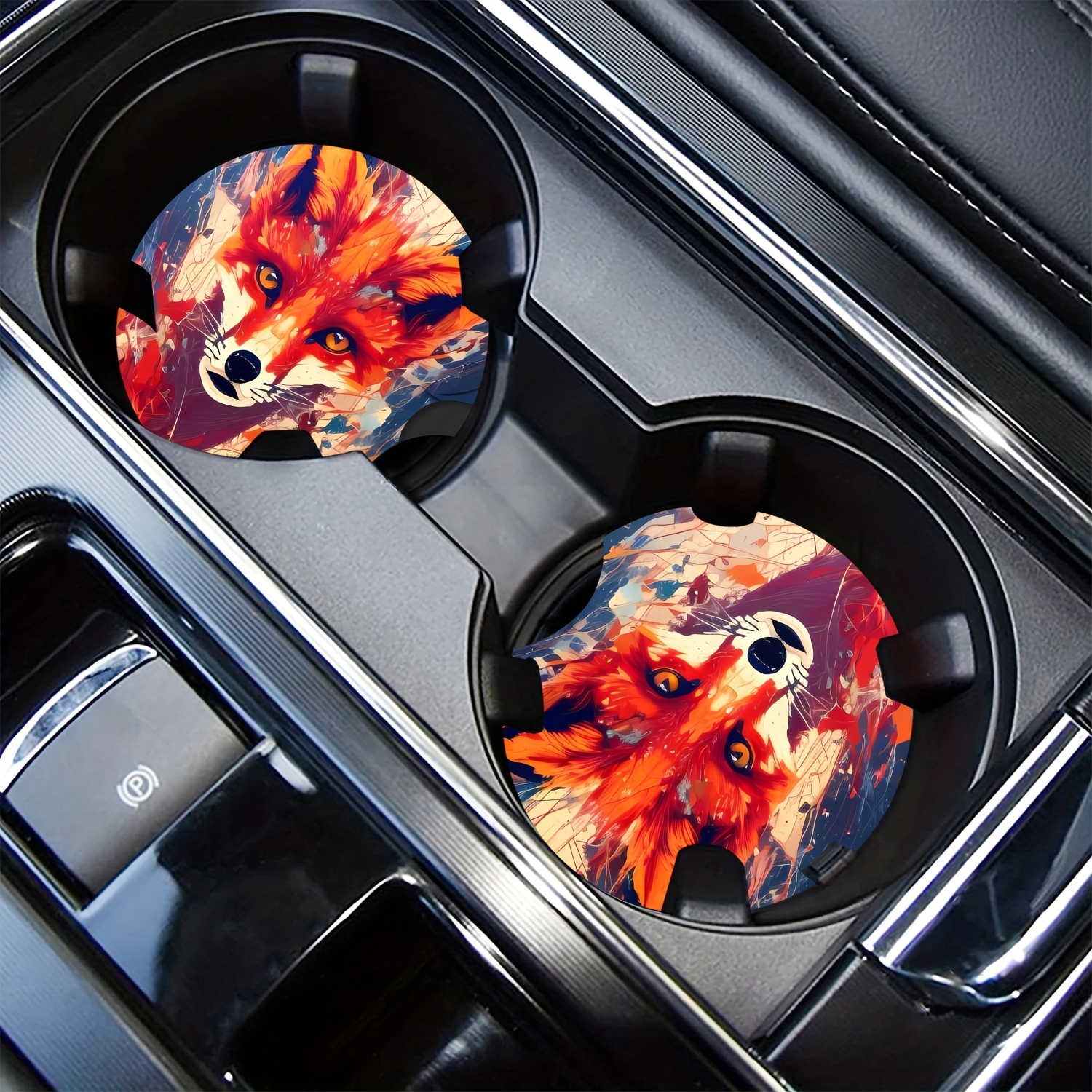 Fire Fox Absorbent Car Cup Holder Coasters Universal Anti - Temu