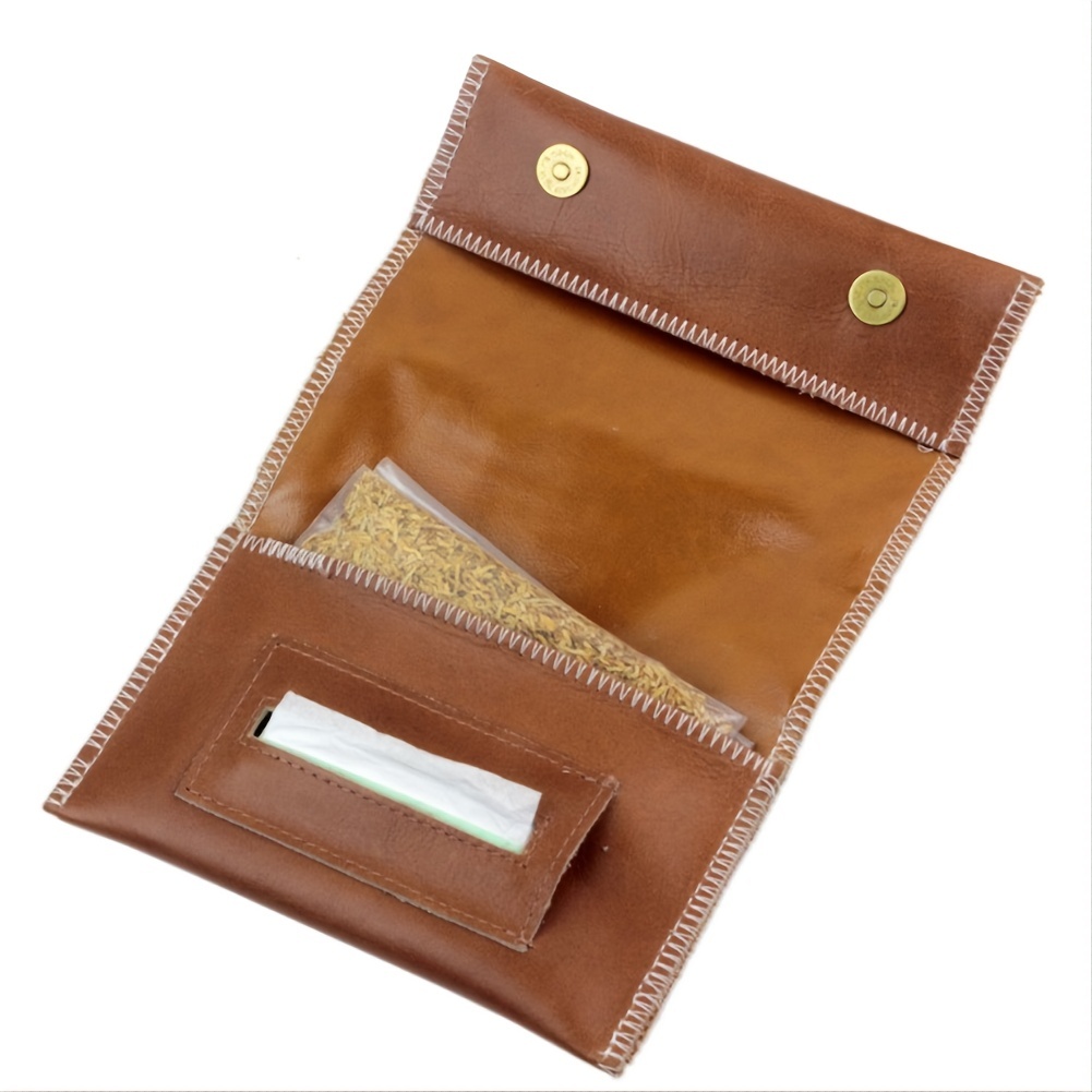 Leather Tobacco Bag: Portable Cigarette Rolling Pipe Bag - Temu