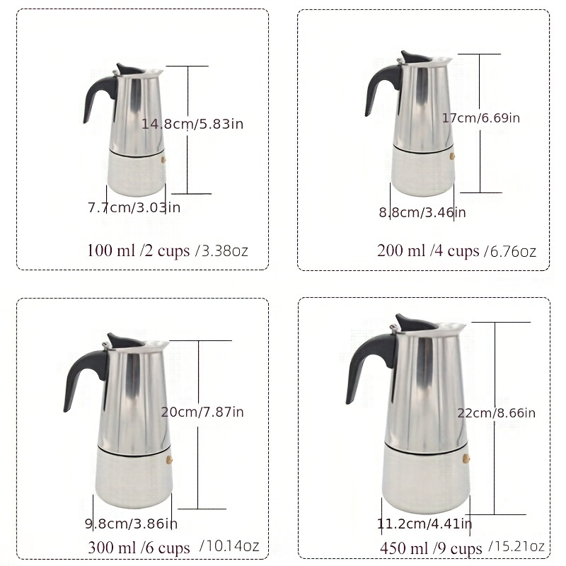 Moka Coffee Pot Espresso Latte Percolator Stove Coffee Maker Espresso Pot  Italian Coffee Machine 50/300/