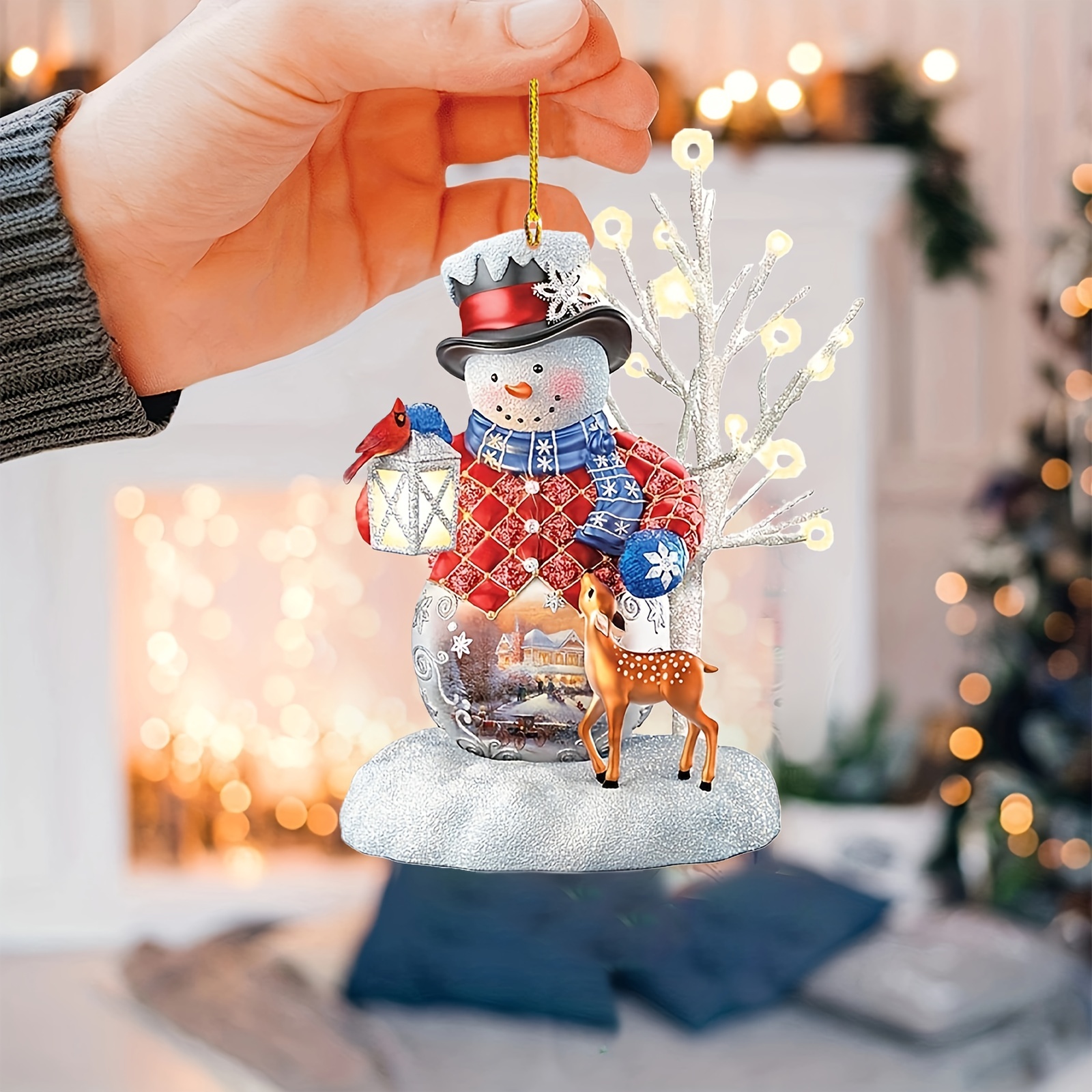 Christmas Snowman Pendant 2d Flat Acrylic Decorative Pendant - Temu