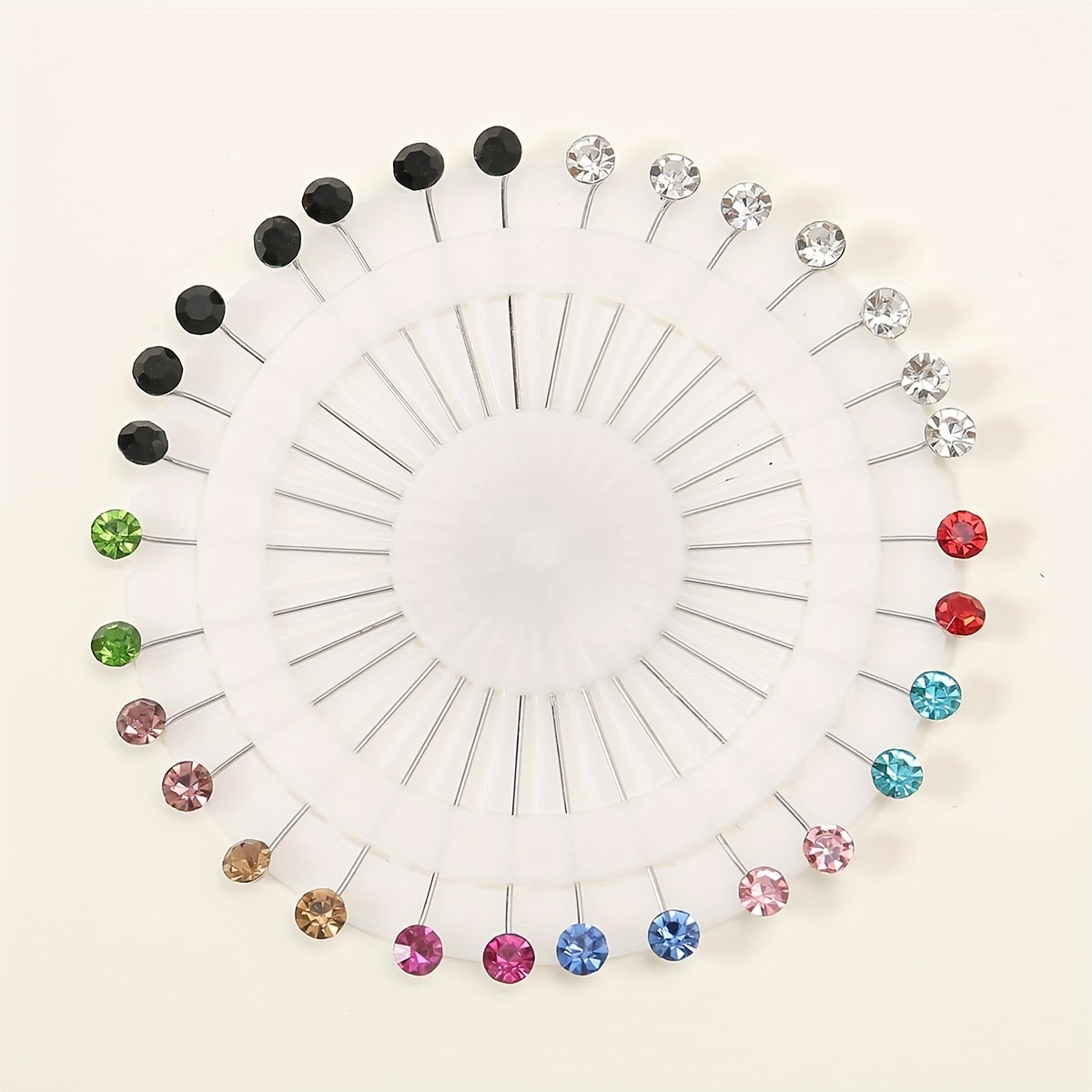 30PCS Hijab Pins with Safety Caps Colorful Crystal Rhinestone Ball