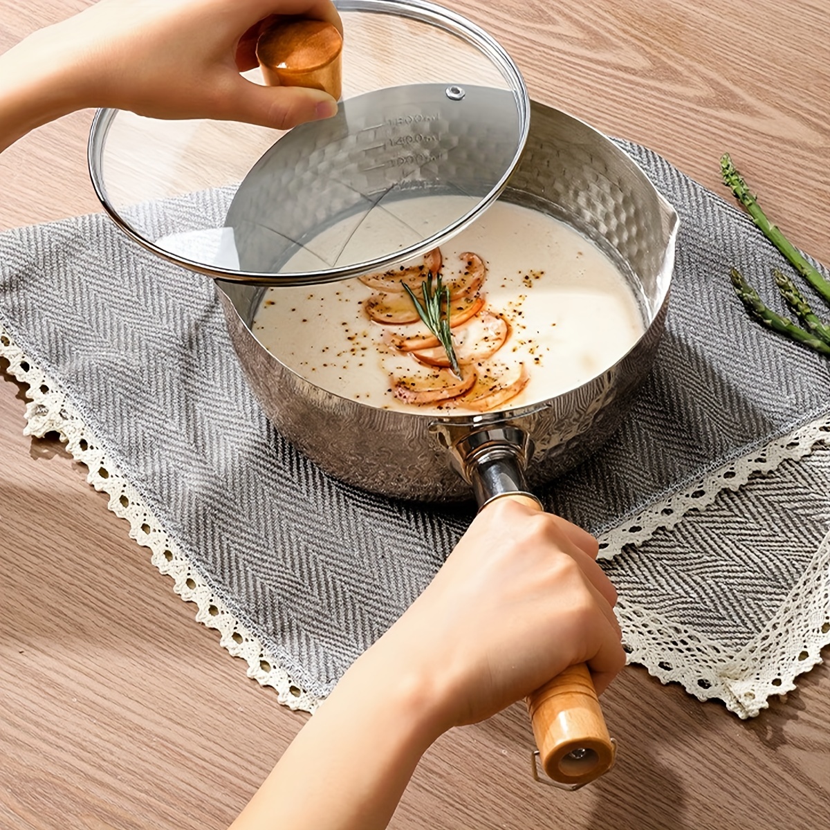 Kitchen Cookware Soup Sauce Pan Stainless Steel Japanese Snow Pan