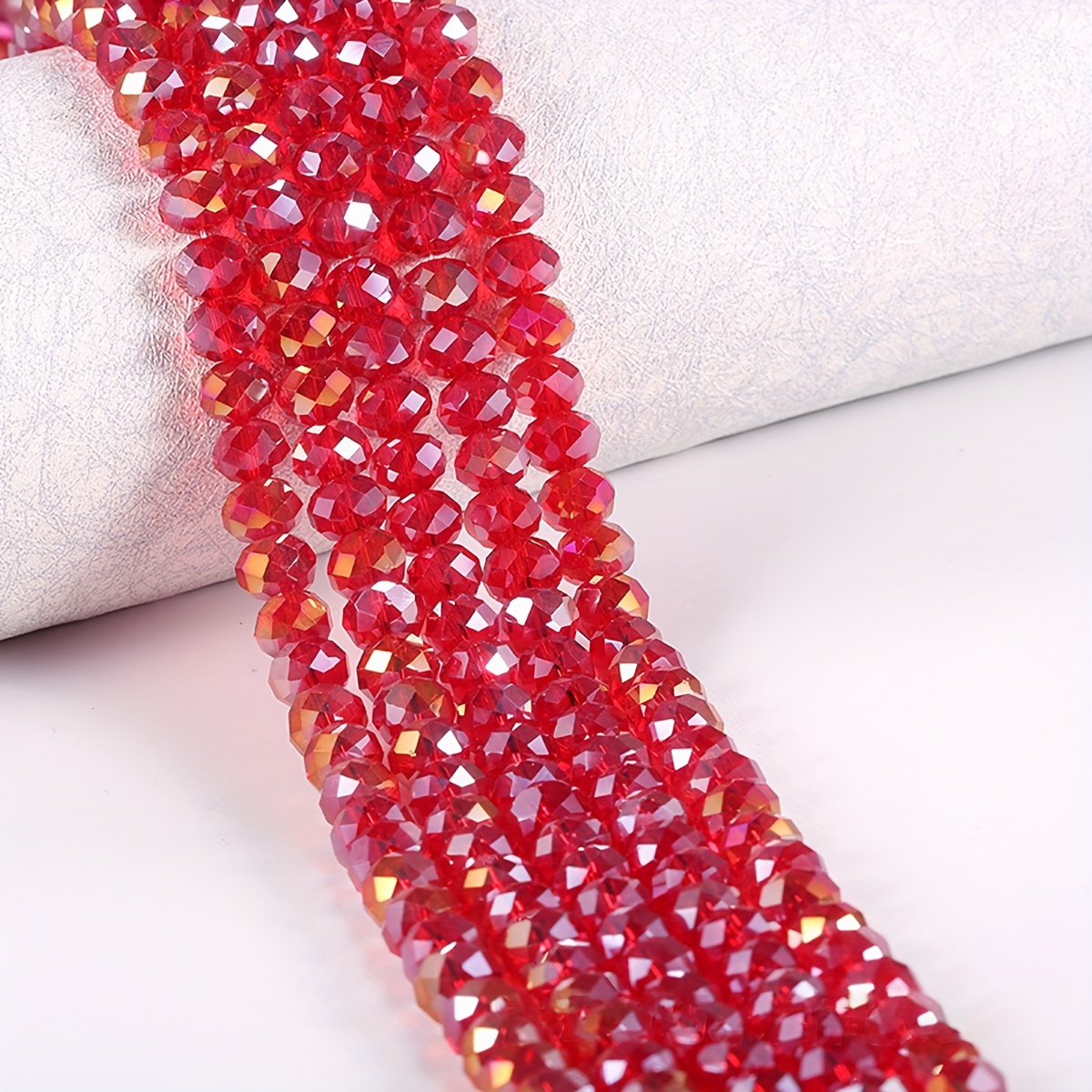 Diy Crystal Shiny Faceted Beads ~ Red Half Gun Black Fashion - Temu