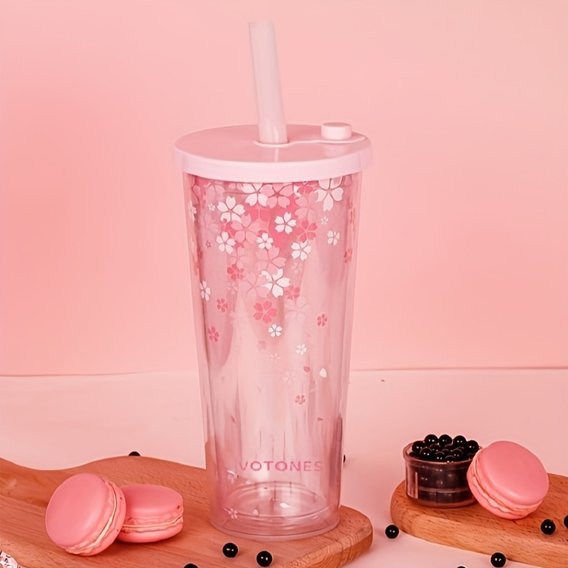 Clear Tumbler Cups Lid Straw, Smoothie Cups Lids Straws