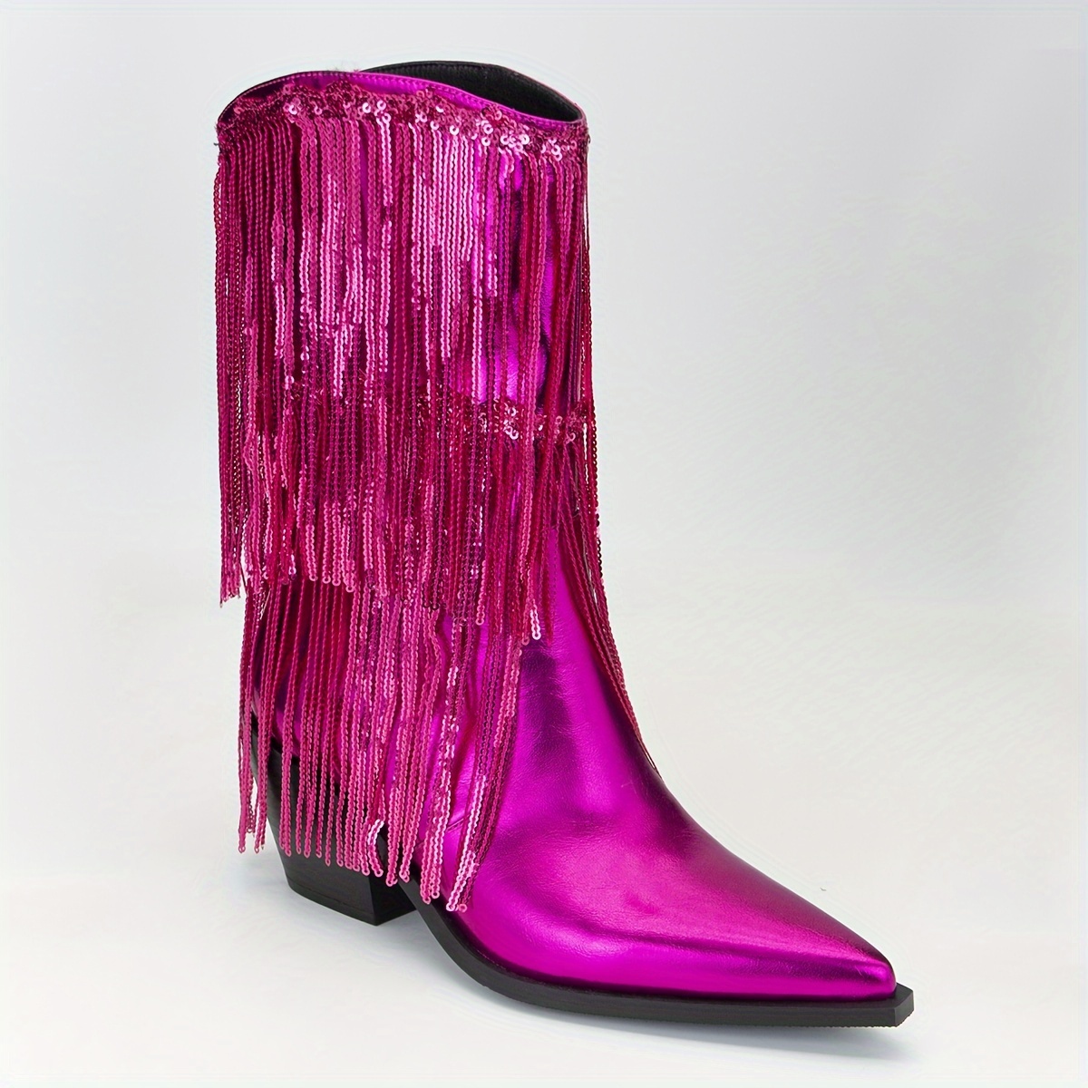 Pink fringe cowboy on sale boots