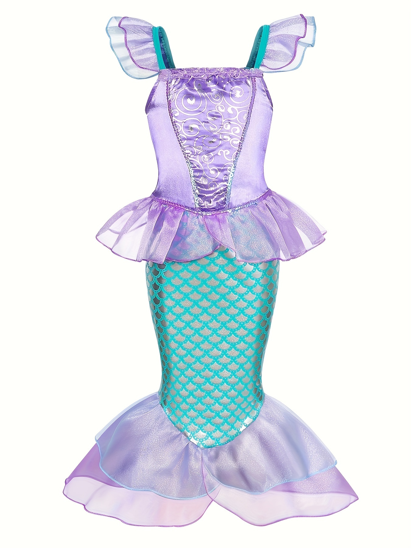 girls princess mermaid dress costume dress up birthday party cosplay outfit kids clothes