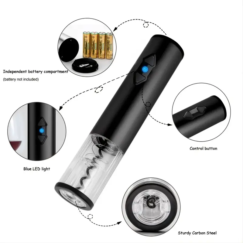 1pc electric wine opener automatic electric wine bottle corkscrew opener with foil cutter for wine lover 4 in 1 gift set details 5