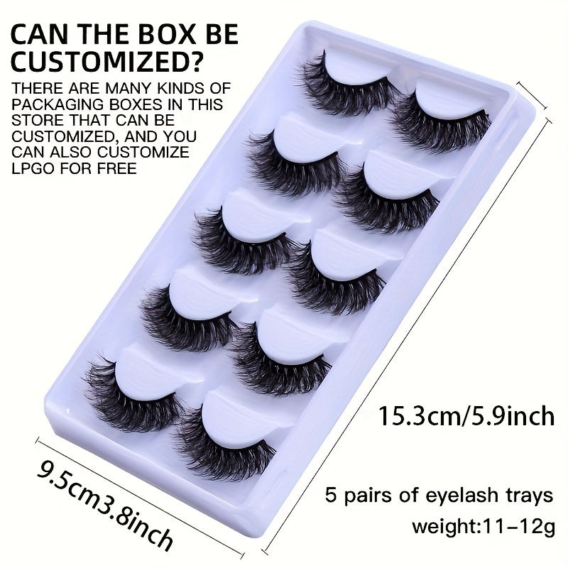 5 Pairs Short Natural Look Faux Mink False Eyelashes Thick Volume