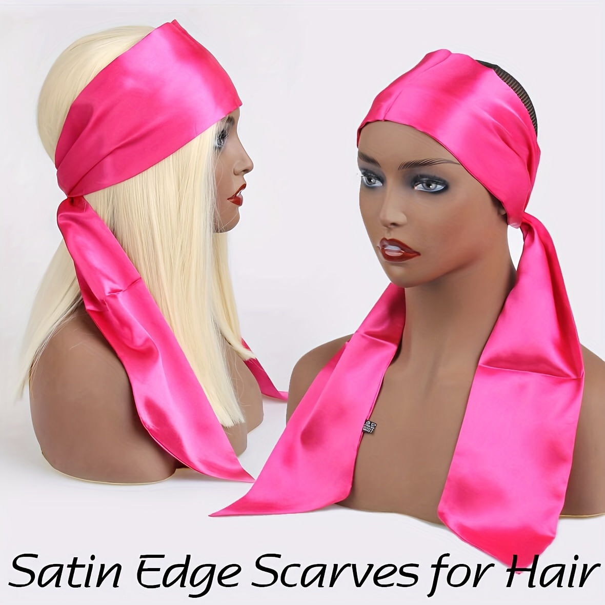 2pcs Women's Satin Edge Scarves For Hair Laying Scarf For Lace Front