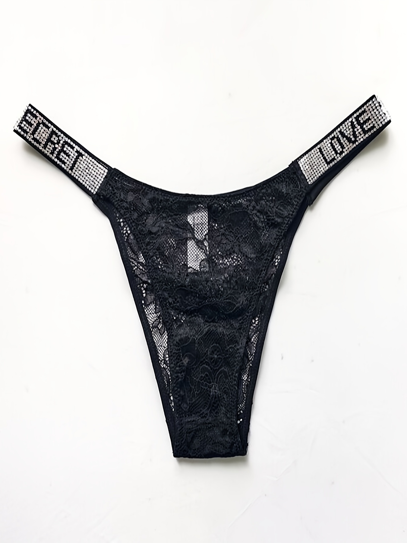Buy Xs and Os Women's Lace Thong Panty (Small, Black) at