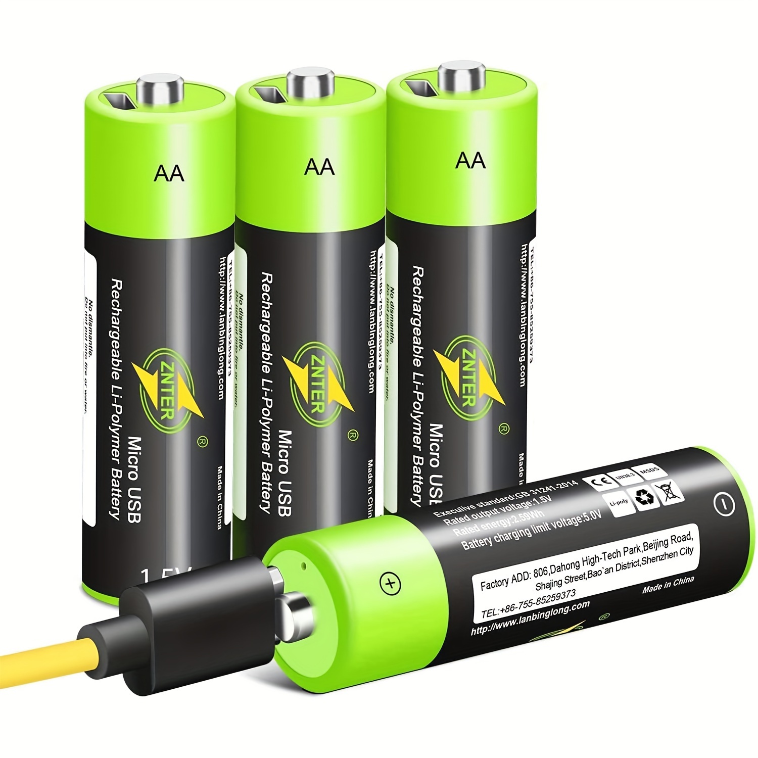 USB Rechargeable AAA Battery, 1.5V / 750mWh Rechargeable Lithium AAA  Batteries, Over 1200 Cycles, 1.5 Hours Fast Charging 