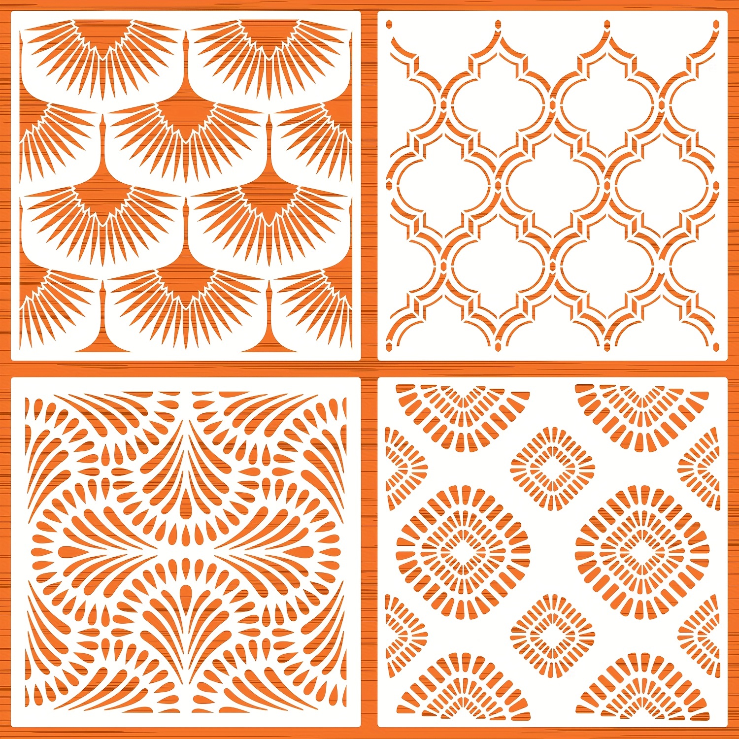Modern geometric stencils for painting walls, floors, tile and furniture